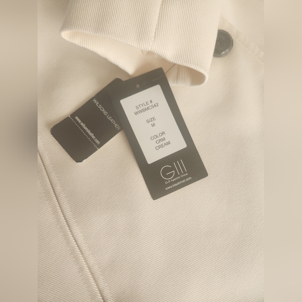 NWT Wilsons Leather Cream‎ Cloth Trenchcoat Sz Med - Picture 10 of 14